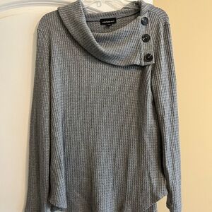 Light Grey Fortune Ivy Cowl Neck Side Button Sweater Size Medium
